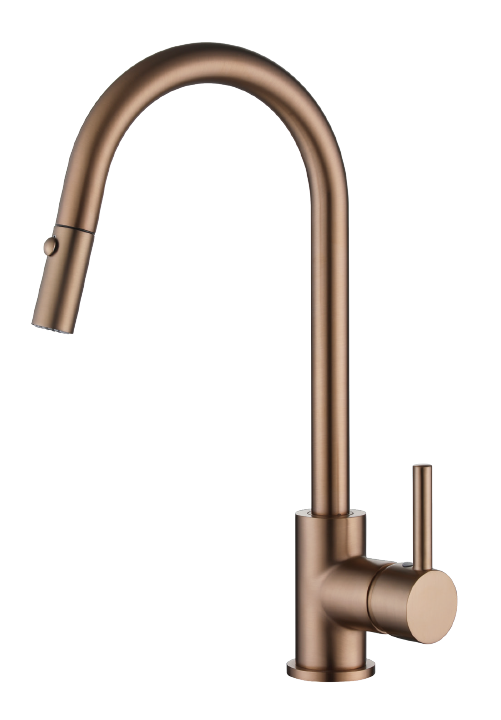 ברז קשת גבוה נשלף למטבח 2 מצבי זרימה דגם 12255 רוז גולד