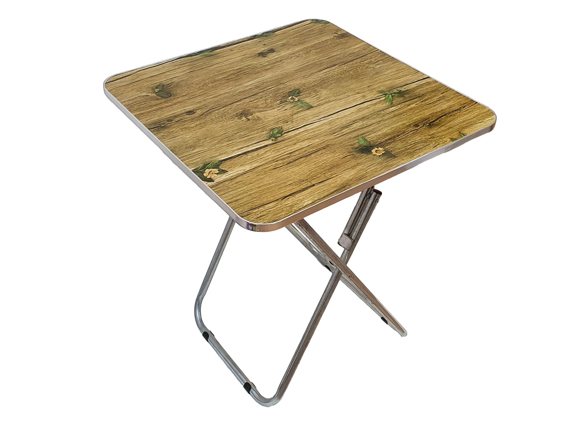 שולחן מתקפל מרובע עץ+ברזל