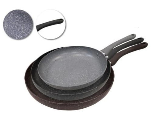 סט 3 מחבתות בציפוי שיש מתאים לאינדוקציה