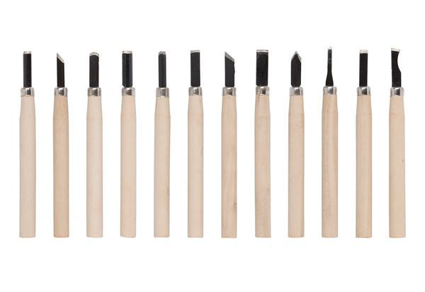 סט 12 מפסלות מיני לגילוף ידית עץ דגם KRT461002