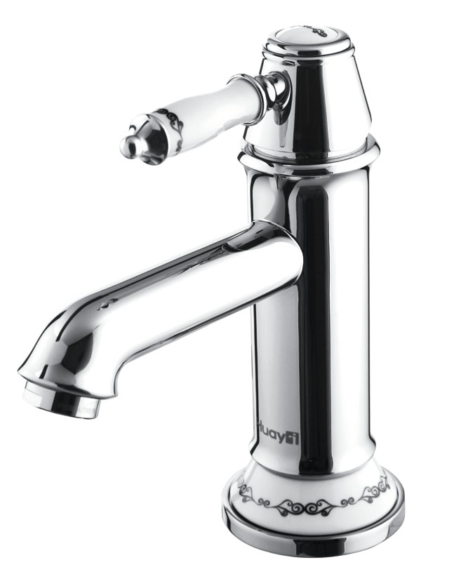 ברז קבוע לכיור רחצה בשילוב פורצלן דגם 6001 ניקל