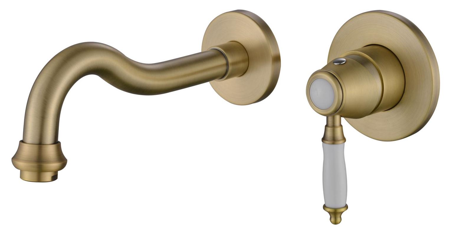 ברז ופיה מהקיר בשילוב פורצלן דגם 83584 זהב מוברש