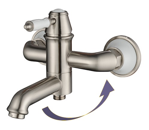 סוללה לאמבטיה בשילוב פורצלן דגם 9005 ניקל מוברש 