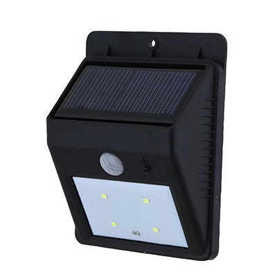 תאורה סולארית + גלאי תנועה להתקנה על קיר - דגם ECO265 שחור/לבן