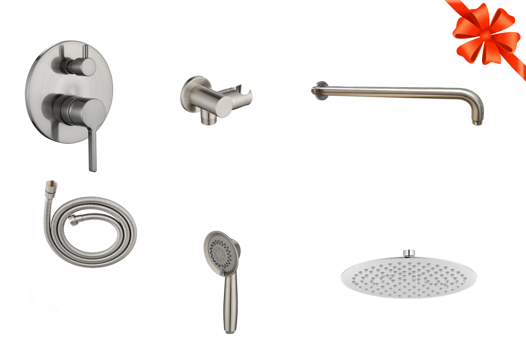 מארז רחצה יוקרתי בצבע ניקל מוברש - הכל כלול לאמבטיה!